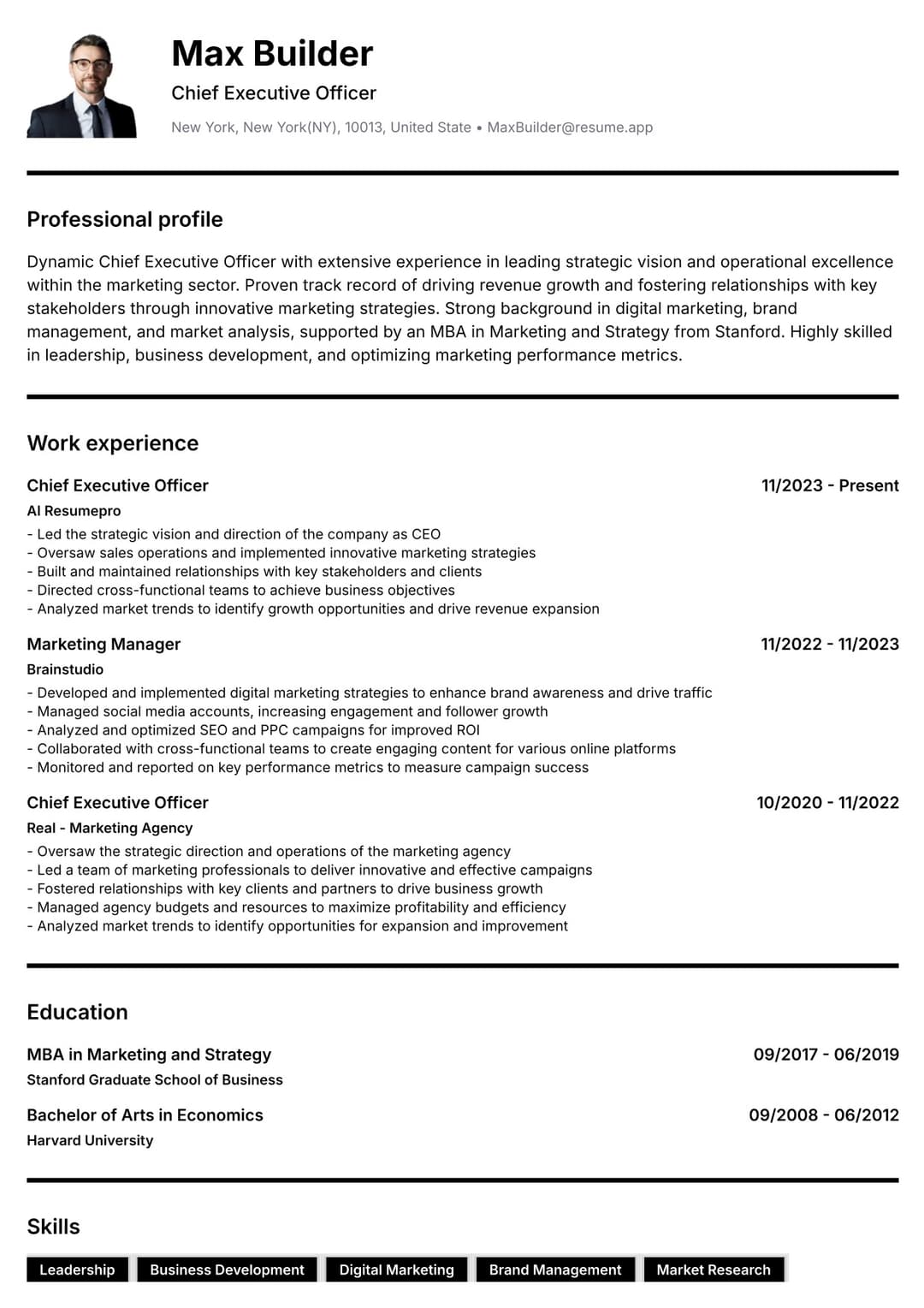 Resume preview